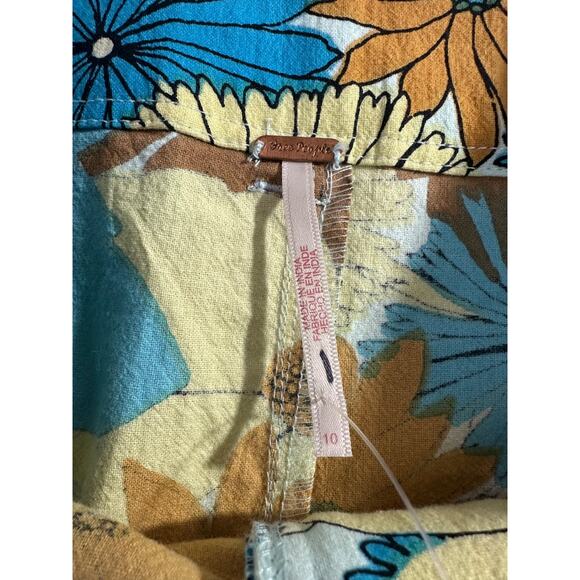 NEW Free People Pants Tessa Tapered Retro 10 High Waist Floral 70s Boho Cttn C10 - Picture 5 of 8